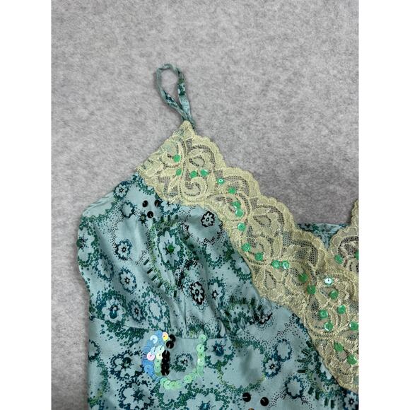 Bebe Womens Size M Y2K Silk Sequin Beaded Cami Tank Top - Picture 8 of 13